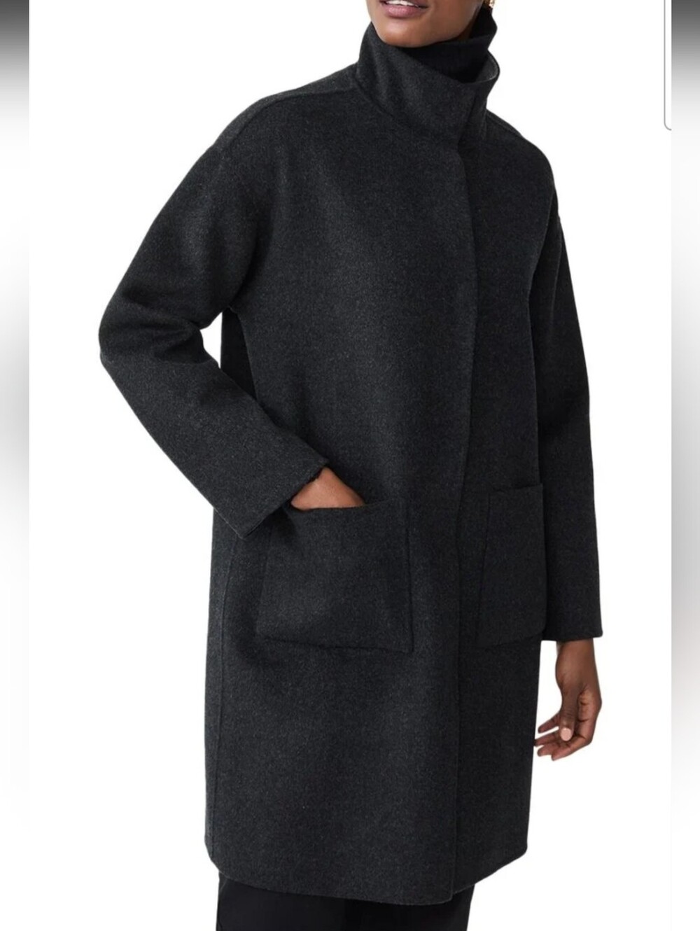 J. MacLaughlin Lyons Wool Blend Reversible Coat Lt Gray/Charcoal Size Small